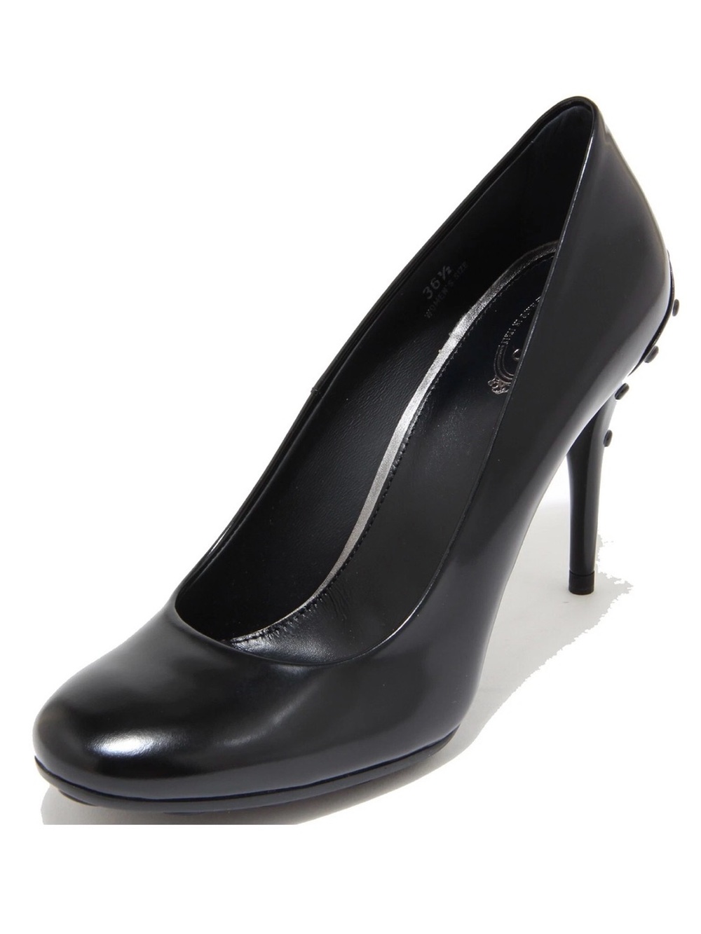 NEW IN BOX Tod’s GOMMA T105 leather high heel pump black Sz 37 fits like 36